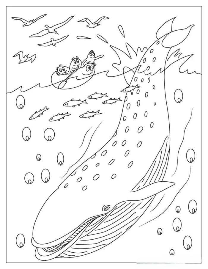 Ảnh tranh tô màu hình cá voi xanh