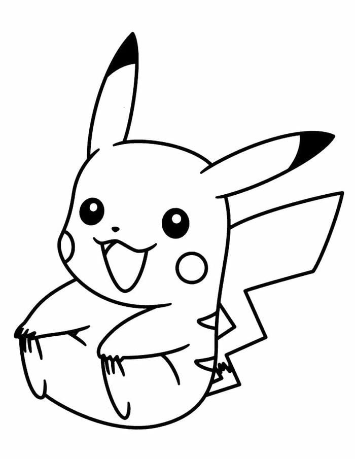 Ảnh tranh tô màu Pikachu đơn giản dễ thương