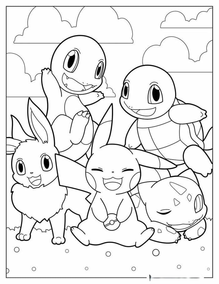 Ảnh tranh tô màu Pikachu và những người bạn