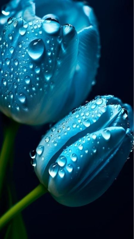 Ảnh tulip xanh sau cơn mưa, bí hiểm và mạnh mẽ