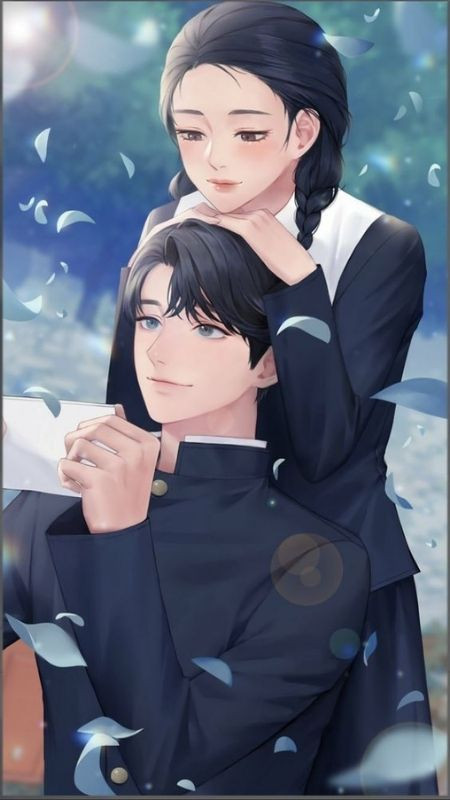 Ảnh vẽ Anime cặp đôi học đường dễ thương