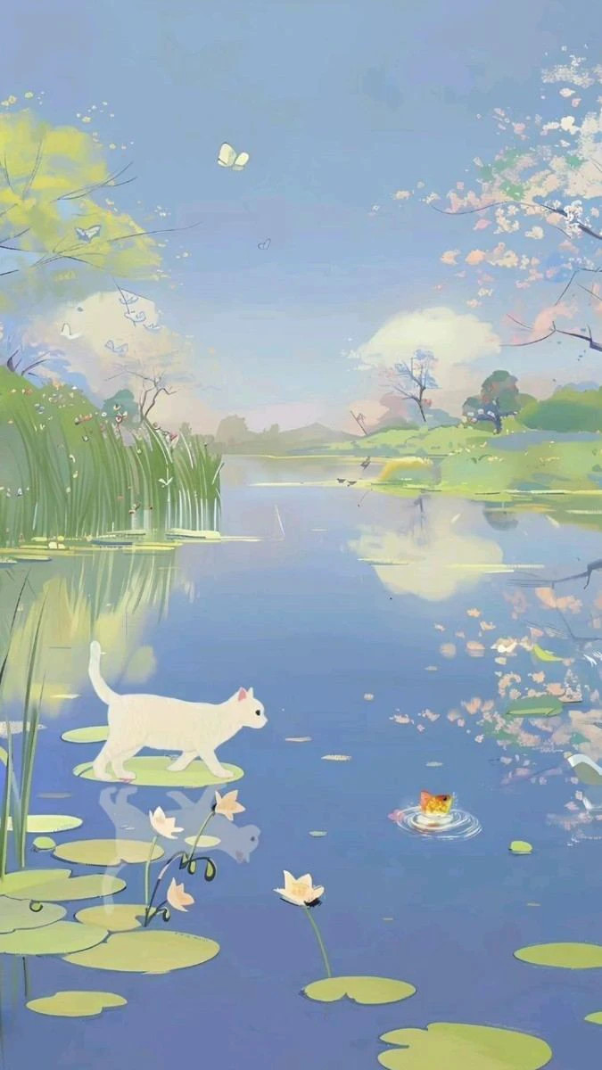 Ảnh về hồ nước miền quê tông xanh dương cho Zalo