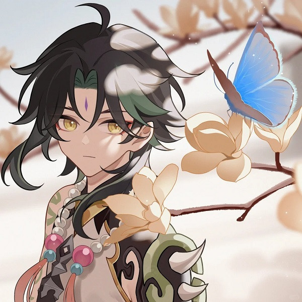 Ảnh Xiao với ánh mắt đậm chất anime