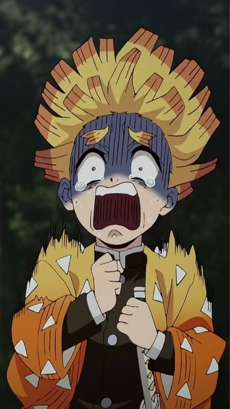 Ảnh Zenitsu khi sợ hãi đến tím mặt