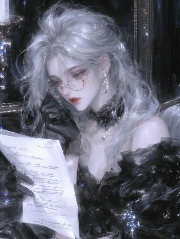 Anime girl mắt sắc, tóc xanh dương, biểu cảm kiên định