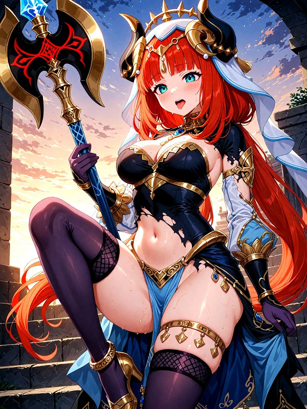 Anime girl quyến rũ tạo dáng dưới ánh hoàng hôn lãng mạn