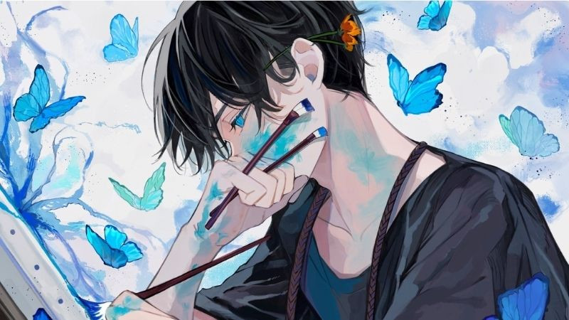 Avatar anime nam đáng yêu với mái tóc bồng bềnh