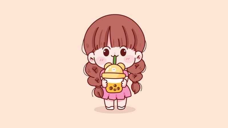 Avatar chibi cute cô gái đội mũ