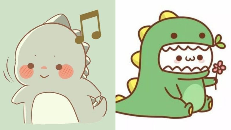 Avatar chú gấu đang hát vui vẻ trong trang phục khủng long ngộ nghĩnh, hình ảnh avatar dễ thương