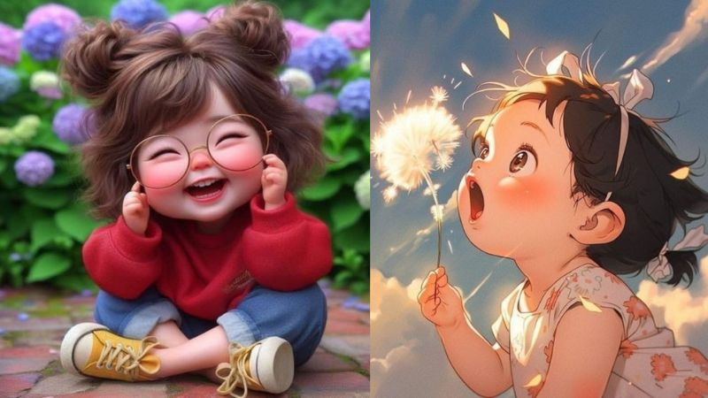 Avatar cô bé hồn nhiên đang thổi những cánh hoa bồ công anh bay trong gió, hình ảnh avatar đẹp cho con gái