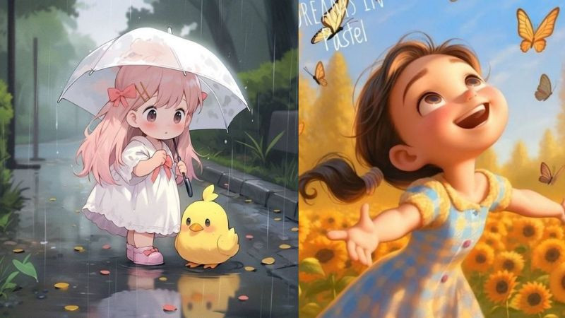 Avatar cô gái đang chơi đùa cùng những cánh bướm xinh đẹp trong vườn hoa, hình ảnh avatar đẹp