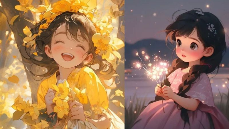 Avatar cô gái đang tận hưởng khoảnh khắc giữa vô vàn bông hoa vàng rực rỡ, hình ảnh avatar đẹp