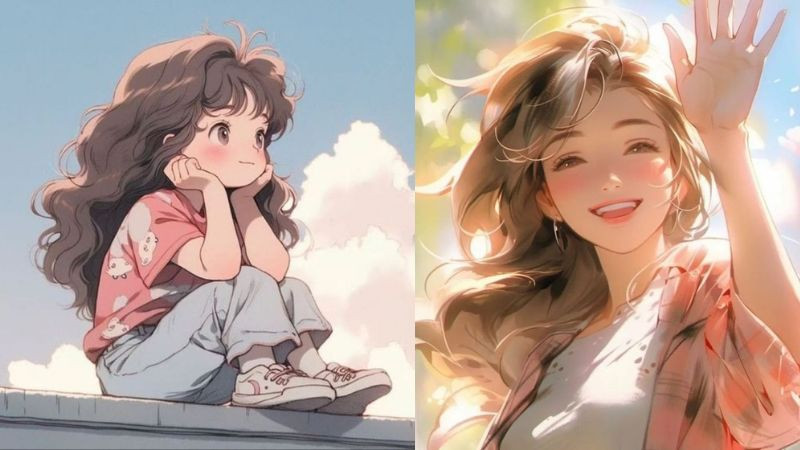 Avatar cô gái nở nụ cười rạng rỡ và vẫy tay chào ai đó dưới ánh nắng, hình ảnh avatar đẹp