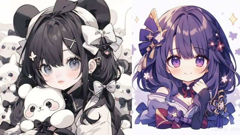 Avatar cô gái tóc tím với vẻ ngoài quyến rũ và bí ẩn trong anime, hình ảnh avatar đẹp