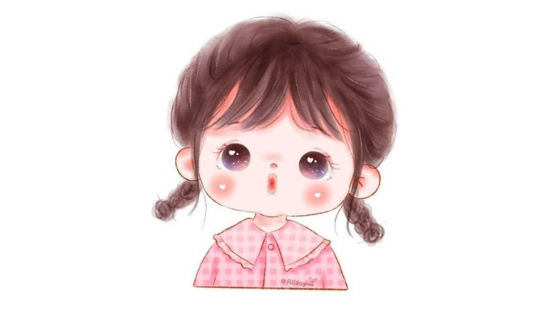 Avatar nữ chibi với nơ đỏ