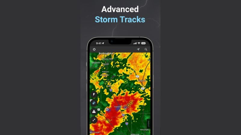 Bản đồ radar bão hiển thị cường độ mưa và hướng di chuyển