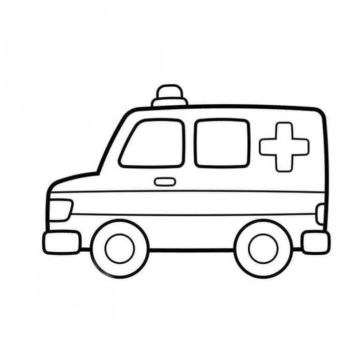 Bản vẽ tranh tô màu xe cứu thương cực kỳ đơn giản cho bé