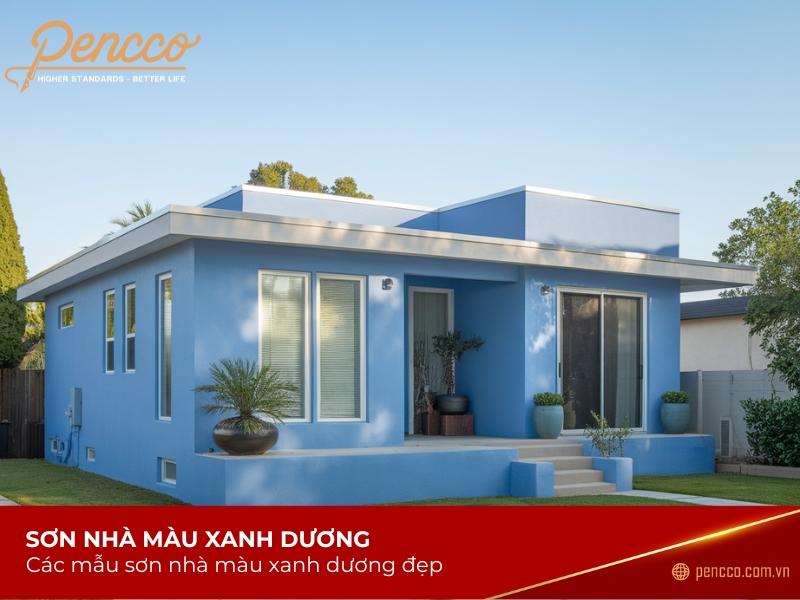 Bảng màu sơn nhà mát mẻ bao gồm các tông màu xanh dương, xanh lá cây, xám và trắng nhạt