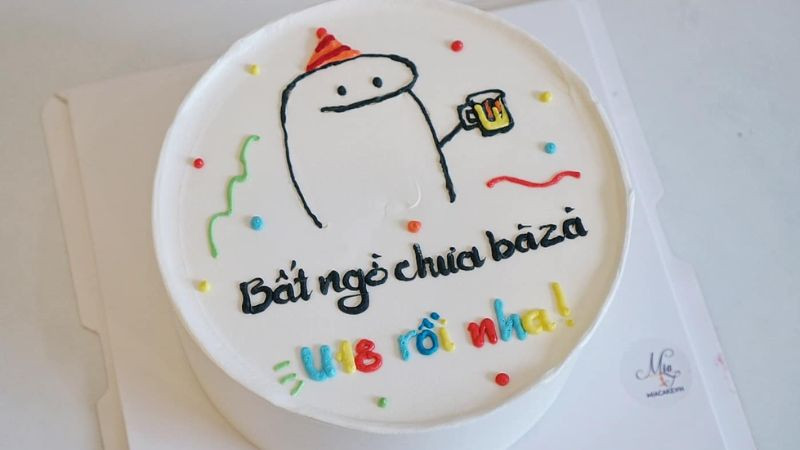 Bánh sinh nhật vui nhộn với hình vẽ hoạt hình hài hước