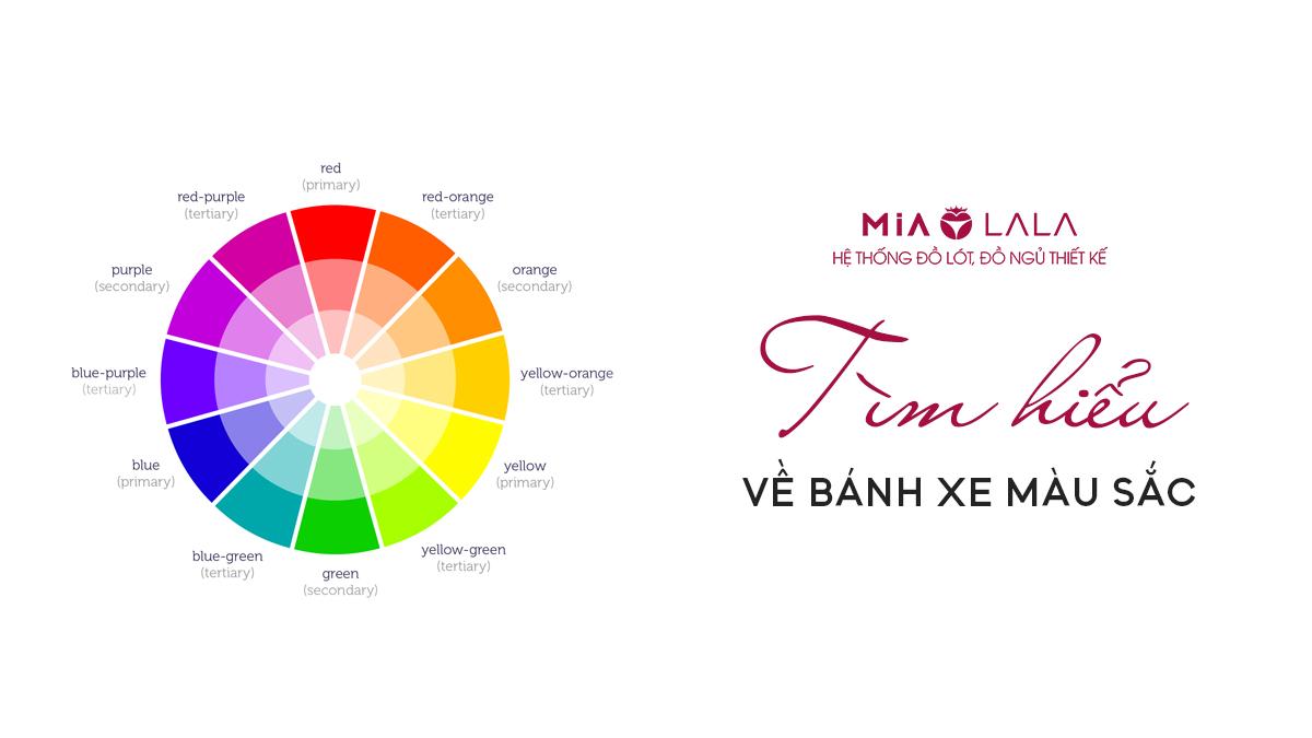 Bánh xe màu sắc hiển thị màu cơ bản, cấp 2 và cấp 3 trong hội họa