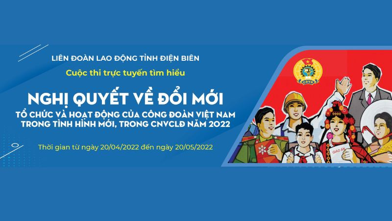 Banner của tổ chức, công đoàn thường có logo và thông điệp về quyền lợi người lao động.