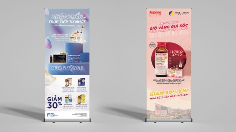 Banner được thiết kế bắt mắt nhằm kêu gọi sự quan tâm và thu hút khách hàng.