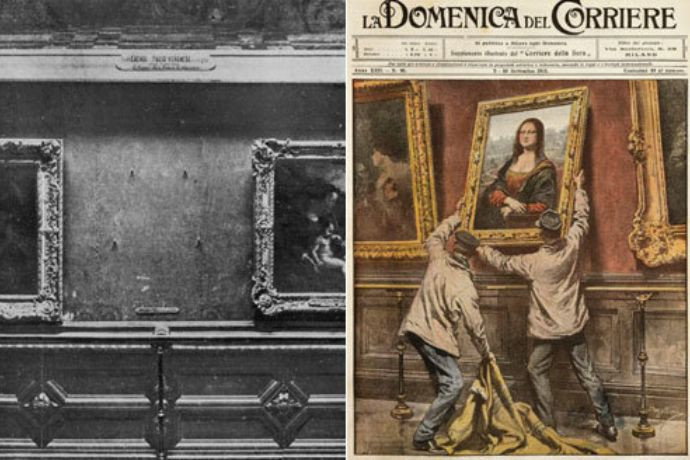 Báo chí đưa tin về vụ trộm bức tranh Mona Lisa tại bảo tàng Louvre năm 1911