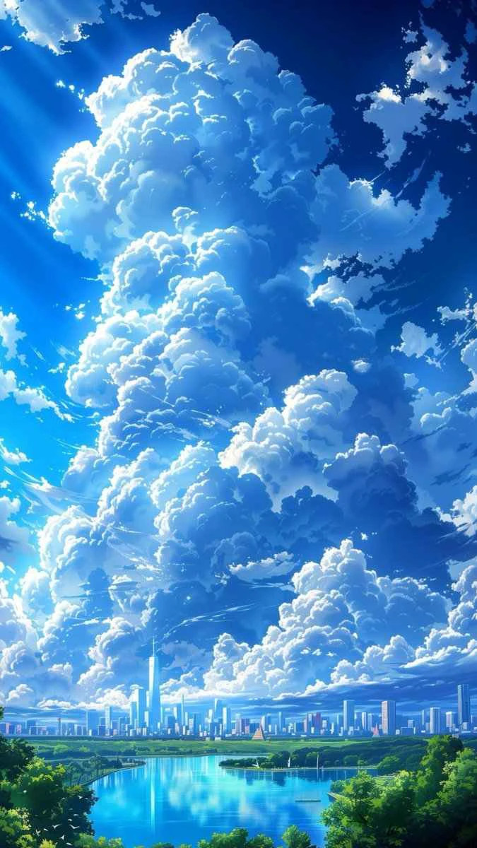 Bầu trời rộng lớn mênh mông với gam màu xanh dương