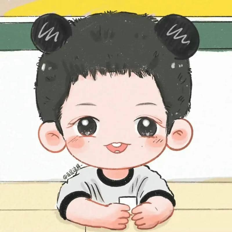 Bé trai cười phong cách chibi