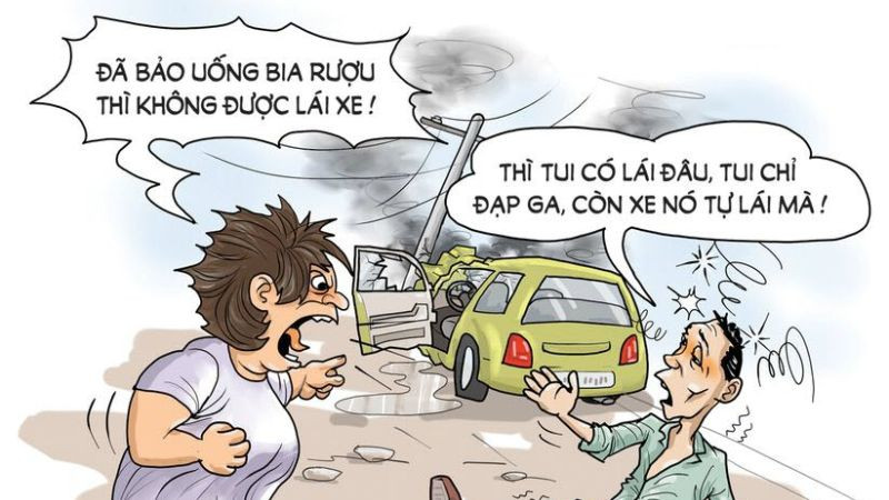 Biếm họa về những trò lố phát sinh từ việc say rượu