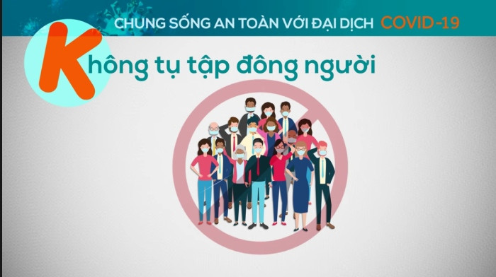 Biển báo và hình ảnh nhắc nhở tránh tụ tập đông người để phòng dịch