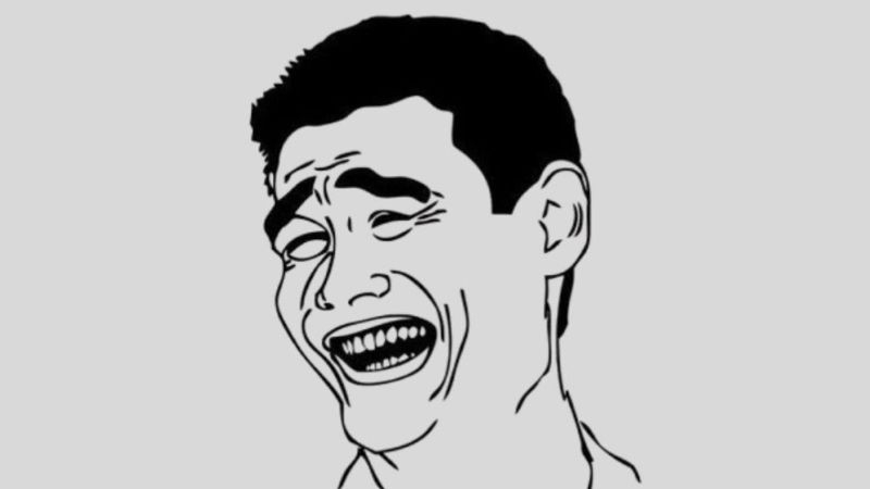 Biểu cảm cười đểu trong ảnh meme hài hước