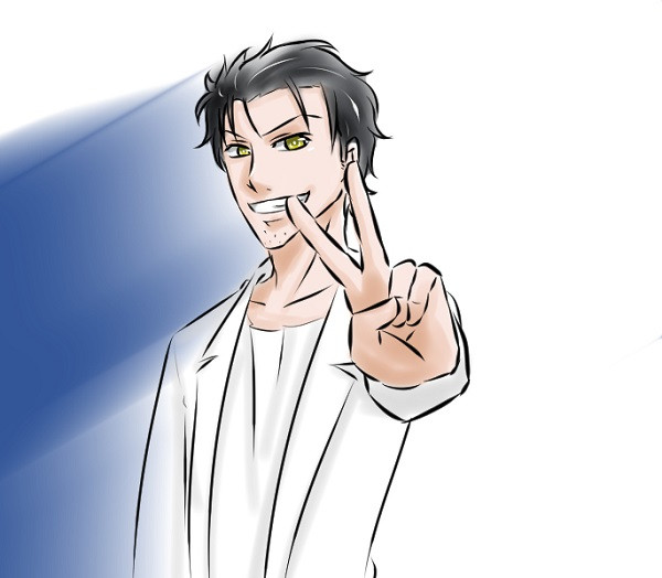 Biểu cảm hài hước của Okabe Rintaro khi bị troll