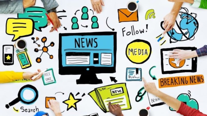 Biểu tượng các loại hình media phổ biến: báo chí, truyền hình, radio, internet, quảng cáo