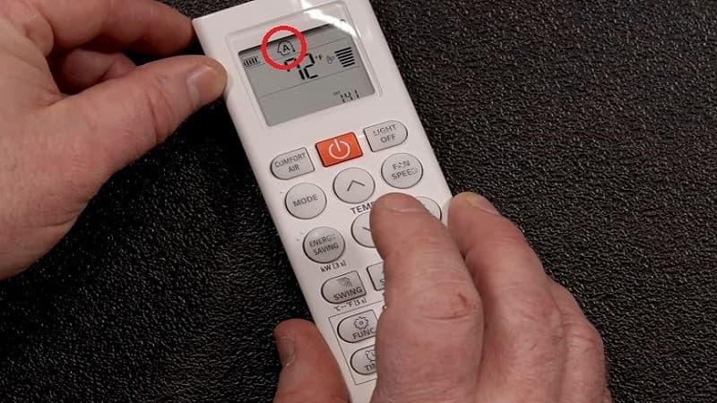 Biểu tượng chế độ Auto (tự động) trên remote điều hòa, thường là hình tam giác hoặc chữ A