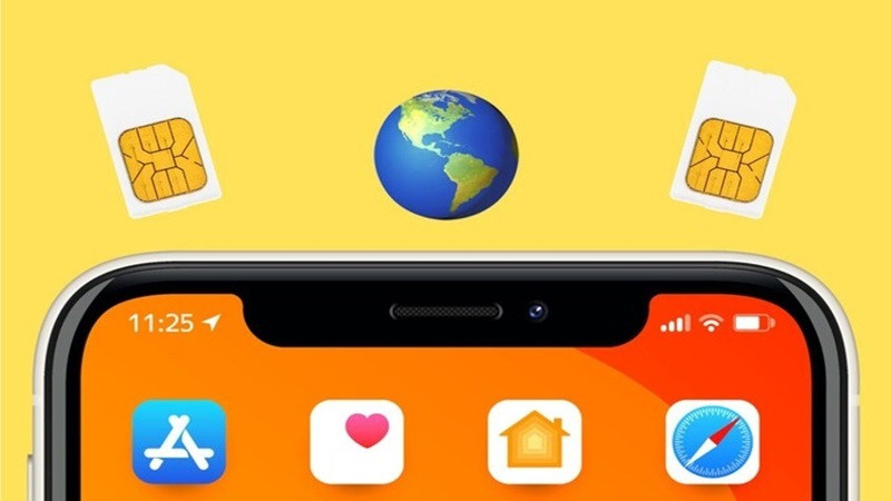 Biểu tượng điện thoại hiển thị kết nối chuyển vùng quốc tế (Roaming) giữa các quốc gia