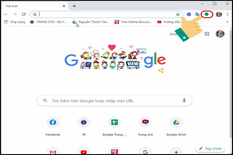Biểu tượng Google Hangouts trên trình duyệt Chrome, cho phép mở giao diện chat nhanh