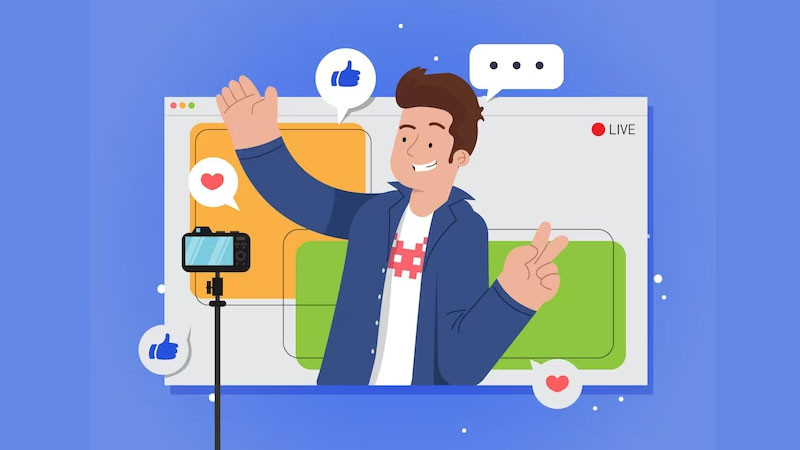 Biểu tượng kết nối và tương tác tích cực giữa Vlogger và người xem