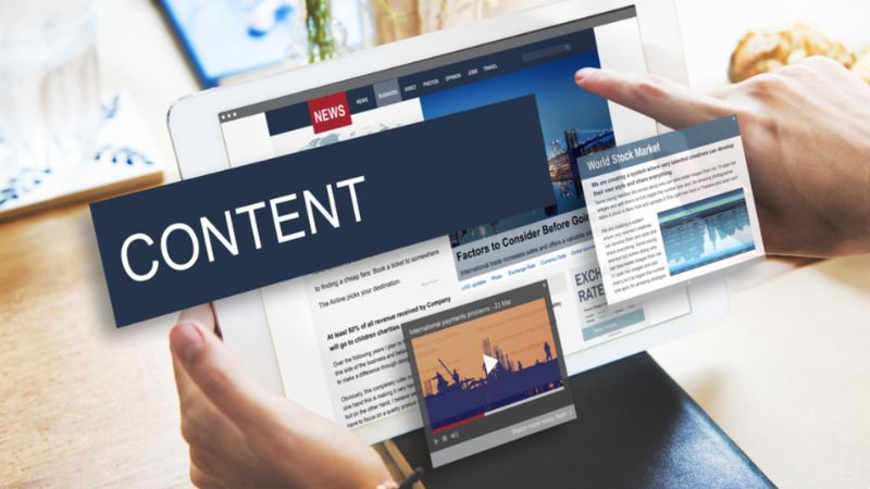 Biểu tượng nội dung số và các nền tảng truyền thông, liên quan đến việc tạo nội dung hấp dẫn theo thị hiếu khán giả.