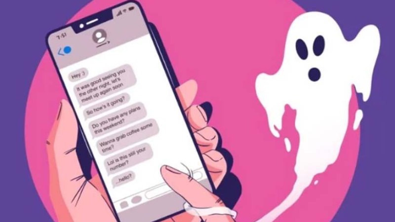 Biểu tượng tin nhắn trò chuyện với hình ảnh người biến mất, minh họa cho nguồn gốc thuật ngữ ghosting