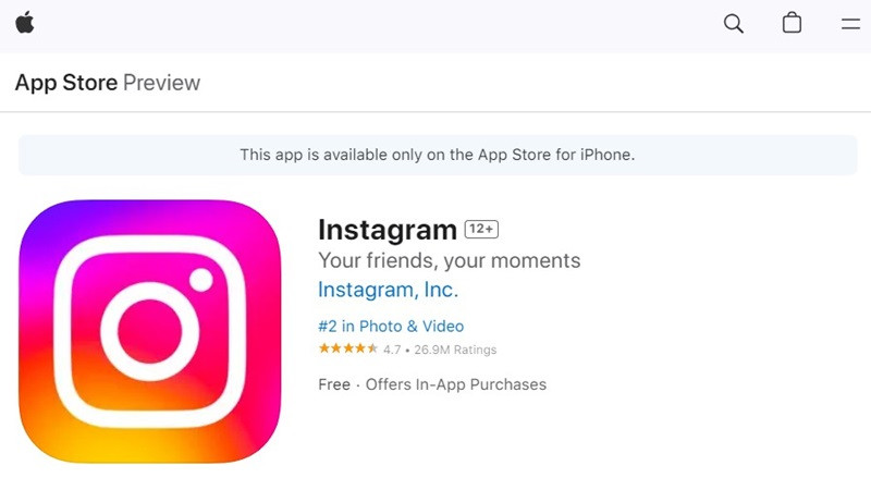 Biểu tượng ứng dụng Instagram trên màn hình điện thoại trong cửa hàng ứng dụng, minh họa bước tải xuống