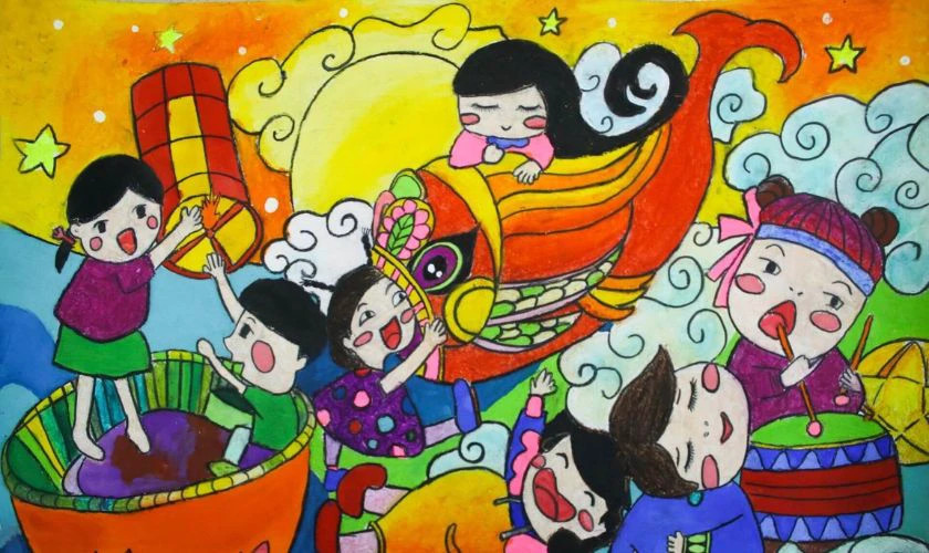 Bộ sưu tập hình vẽ về các hoạt động và biểu tượng Tết Trung Thu của trẻ em