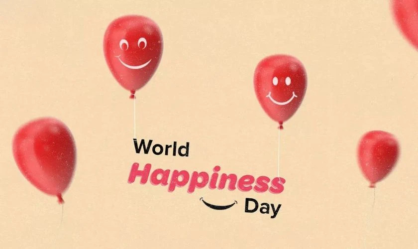 Bóng bay hình trái tim và dòng chữ chúc mừng, phù hợp cho Ngày Hạnh phúc 20/3