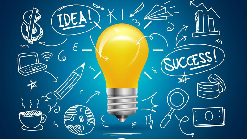 Bóng đèn sáng với bánh răng bên trong, biểu tượng cho ý tưởng đột phá và sự sáng tạo - yếu tố cốt lõi của startup