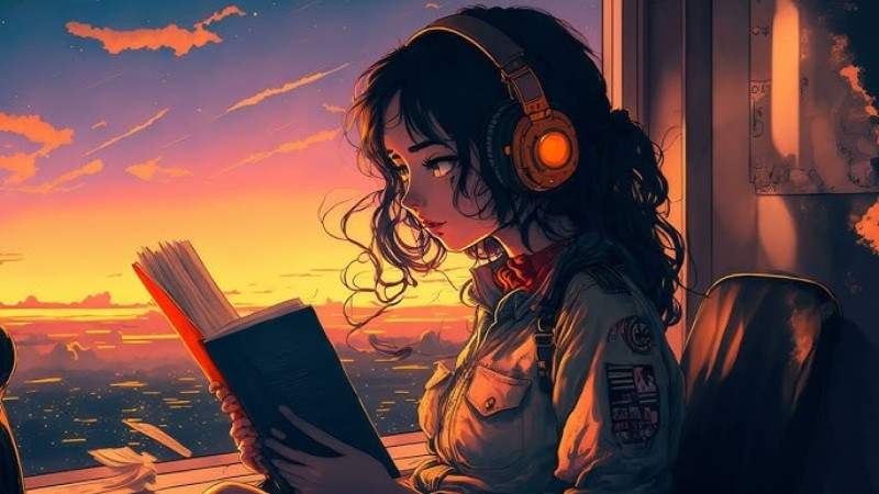 Bóng hình một người đi bộ trên con phố vắng buổi tối trong ảnh lofi