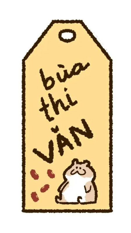 Bùa học tập với thiết kế đơn giản, có chữ &quot;May Mắn&quot; in trên nền màu xanh