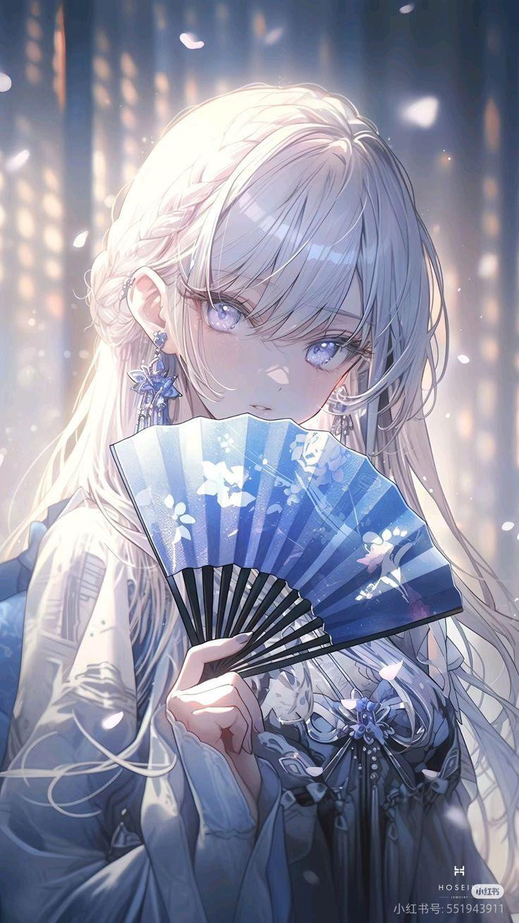 Bức ảnh anime nữ với ánh mắt trong veo nhìn về phía xa