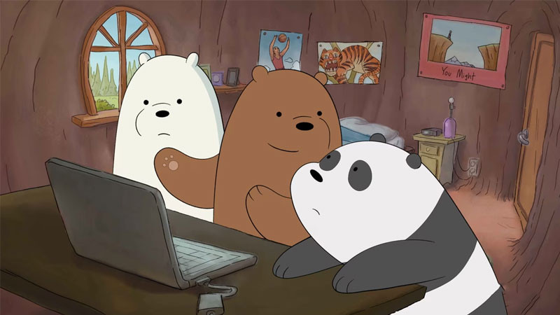 Bức ảnh ba anh em gấu trong We Bare Bears: Grizzly, Panda, Ice Bear