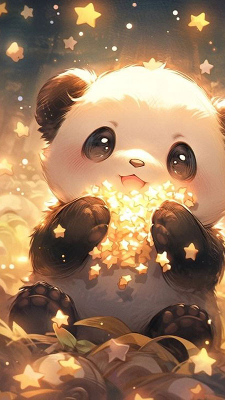 Bức ảnh gấu trúc 3D với đôi mắt to tròn và biểu cảm dễ thương