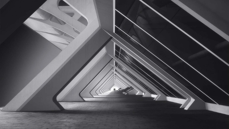 Vẻ Đẹp Vượt Thời Gian Của Ảnh Trắng Đen Bức ảnh họa tiết đơn sắc với đường nét và hình khối